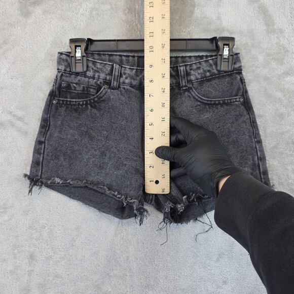 7 For All Mankind Shorts Girls 12 Black Wash Denim Cutoff Frayed Hem Stretch - Picture 3 of 11
